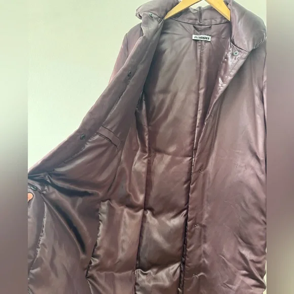 Jil Sander Silk Down Deep Purple Long Puffer Coat 38 - Picture 7 of 16